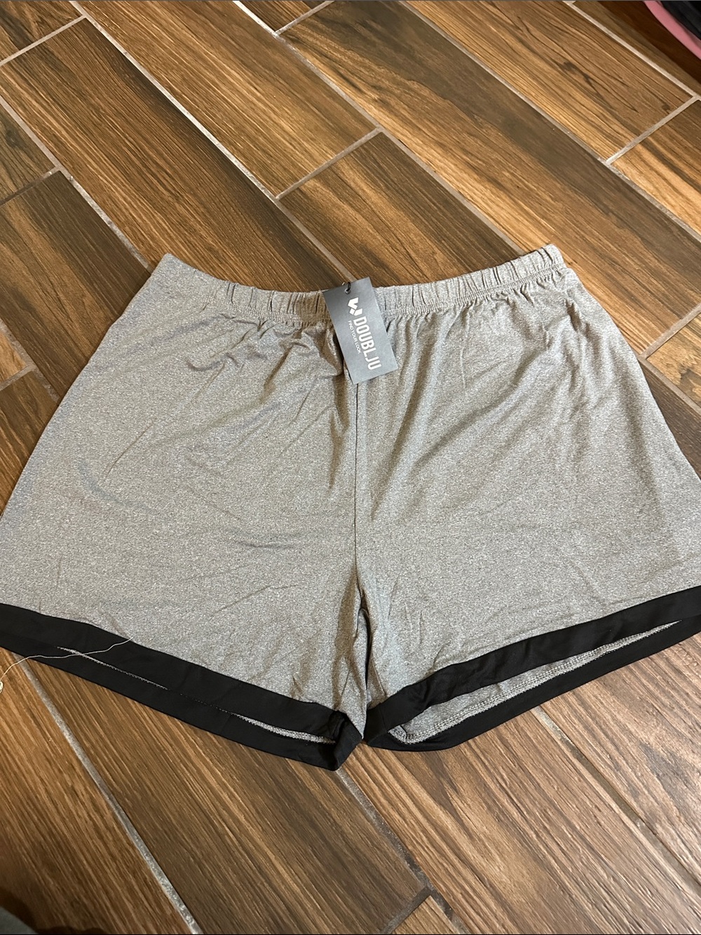 Doublju Gray Athletic Shorts with Black Trim